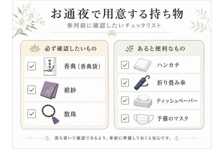 お通夜で用意する持ち物[1]