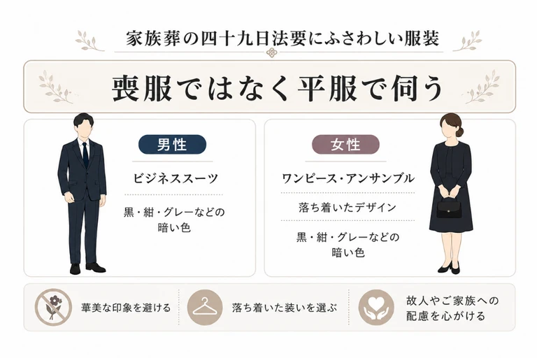 家族葬の四十九日法要にふさわしい服装